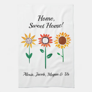 Paño De Cocina 3 Nombres gráficos de Sunflowers Home Sweet Home D