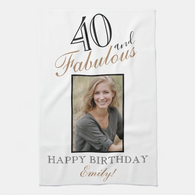 Paño De Cocina 40 y Fabulous Elegant 40th Birthday Photo (Vertical)