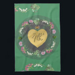 Paño De Cocina 4.º Aniversario Boda Fruit Floral<br><div class="desc">Si estás buscando esa manta única con una corona de corazón original,  floral y de uvas para su cuarto aniversario de boda,  ¡entonces tal vez la hayas encontrado con mis propios gráficos en las toallas de cocina personalizado de Zazzle!</div>