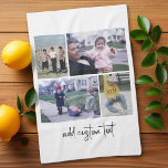 Paño De Cocina 4 Collage de fotos - puede cambiar el color de fon<br><div class="desc">¡Usa fotos horizontales y verticales para obtener los mejores resultados! El guión está escrito a mano en forma moderna. PARA CAMBIAR EL FONDO - haga clic en el área de diseño personalizar o avanzado, y elija un color en el selector de color. Añade tus fotos e instantáneas favoritas a esta...</div>