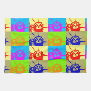 Paño De Cocina 4 Color Pop Art Lady Liberty