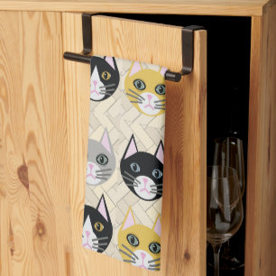 Paño De Cocina 4 gatos, Herringbone Beige
