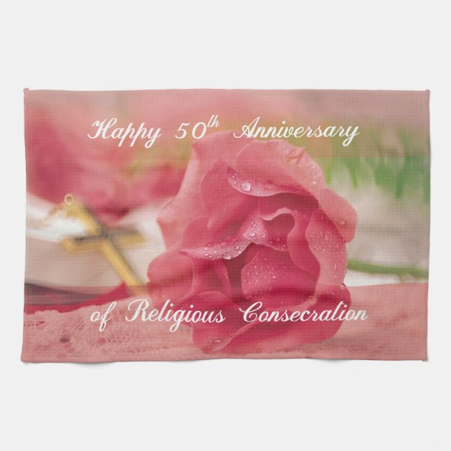 Paño De Cocina 50° Aniversario del Rosa de la Consección Religios (Horizontal)