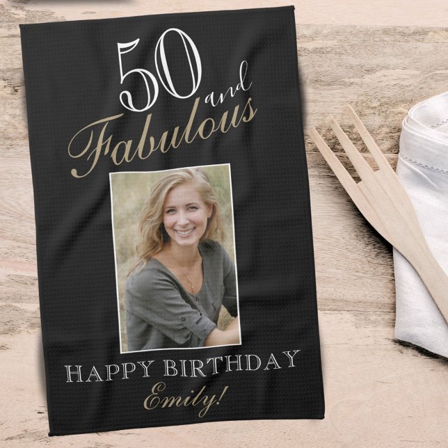 Paño De Cocina 50 y Fabulous Elegant 50th Birthday Photo (Subido por el creador)