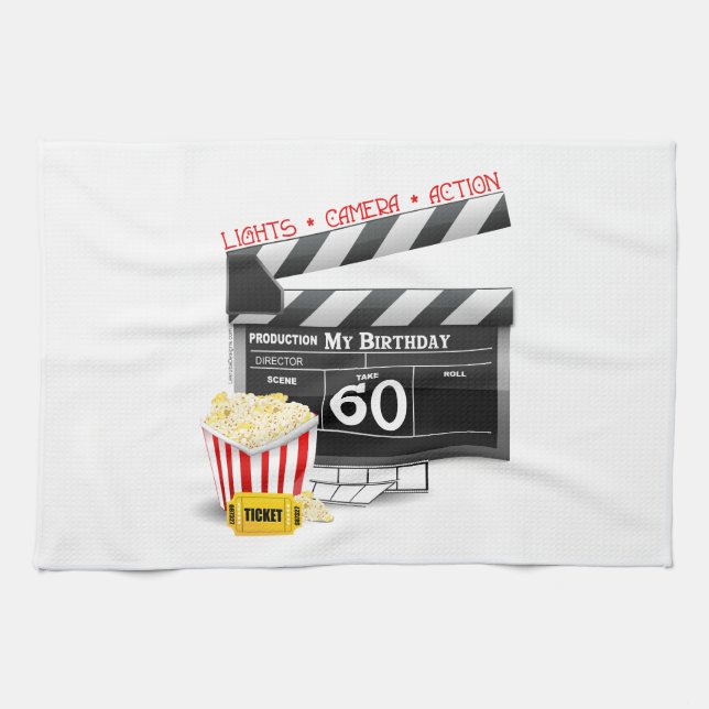 Paño De Cocina 60.º tema de la película de cumpleaños (Horizontal)