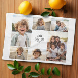 Paño De Cocina 6 collage de fotos - fondo blanco - texto negro<br><div class="desc">6 fotos en un patrón desigual rodean una apertura para tres líneas de texto. Utiliza 2 fotos recortadas verticales y 4 fotos horizontales para hacer que esto funcione! El fondo es blanco. Si desea cambiar los colores,  haga clic en el área de diseño avanzado y vea más opciones.</div>