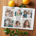 Paño De Cocina 6 Collages de fotos Minimalistas - con texto negro<br><div class="desc">Un collage de 6 fotos en una cuadrícula divertida de diferentes tamaños. Un diseño sencillo con instantáneas y un bloque de texto. Recortar las fotos en cuadrados antes de subirlas. Para ajustar fotos o cambiar colores,  haga clic en el área personalizar para realizar cambios.</div>