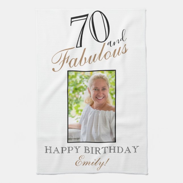 Paño De Cocina 70 y Fabulous Elegant 70th Birthday Photo (Vertical)