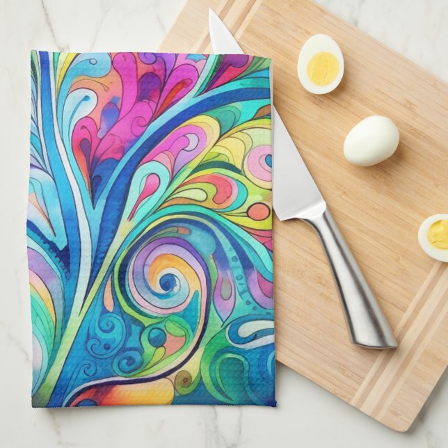 Paño De Cocina 70s 60s Psychedelic Hippy Retro Hip (Doblado Cuarto)