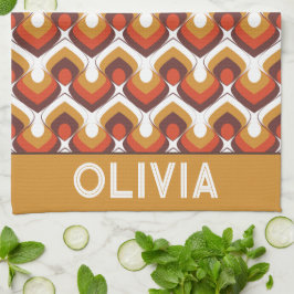 Paño De Cocina 70s Bold Retro Modern Motif in Orange & Brown