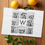 Paño De Cocina 8 Personalizado de Collage de fotos Monograma Blan<br><div class="desc">Puedes usar fotos de Instagram para este diseño. Utilice 8 imágenes cuadradas para crear un regalo único y personal. O puedes mantener al cachorro hipster y hacer un keepsake de moda. Si necesita ajustar las imágenes,  haga clic en la herramienta personalizar para realizar cambios.</div>