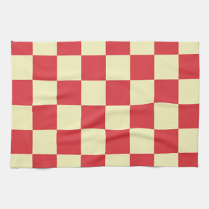 Paño De Cocina A cuadros rojos y crema estilo granja vintage