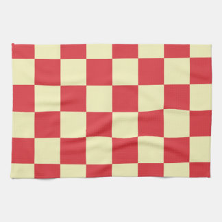 Paño De Cocina A cuadros rojos y crema estilo granja vintage