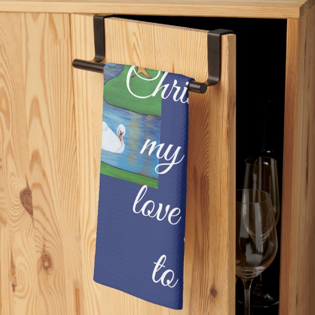 Paño De Cocina A Flock of Seven Swans-A-Swimming  (Pliegue de tercios)