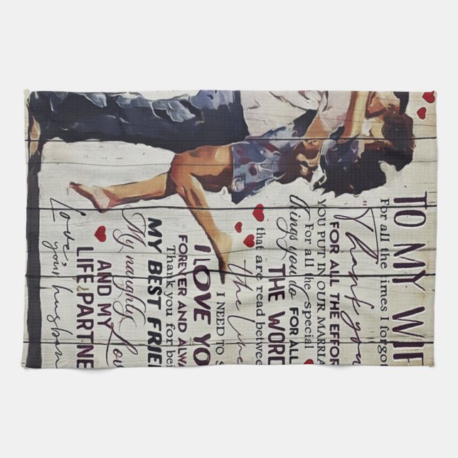Paño De Cocina A mi esposa presente | Ofertas de amor presentes | (Horizontal)