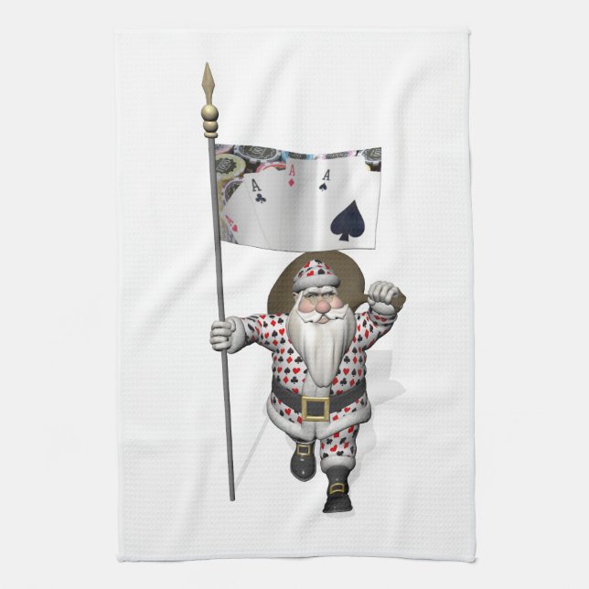 Paño De Cocina A Santa Claus le encanta jugar al póquer (Vertical)