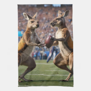 Paño De Cocina "Abajo la acción: Kangaroos jugando las reglas aus
