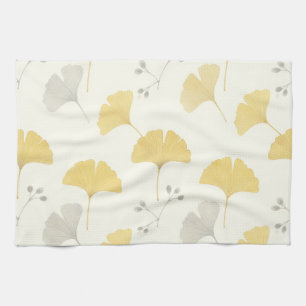 Paño De Cocina Abanico Amarillo de Hojas de Ginkgo Repetición