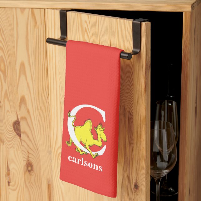 Paño De Cocina ABC del Dr. Seuss: Carta C - Blanco | Añadir su no (Pliegue de tercios)