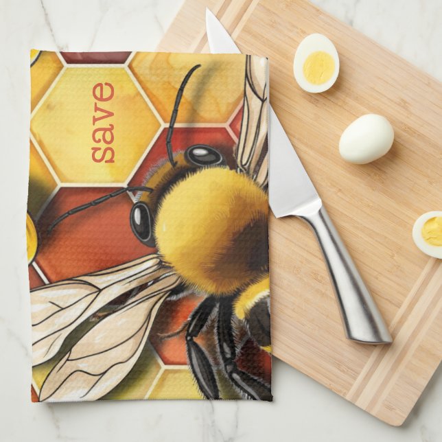 Paño De Cocina Abeja De Honeycomb En Oro | Maroon (Doblado Cuarto)