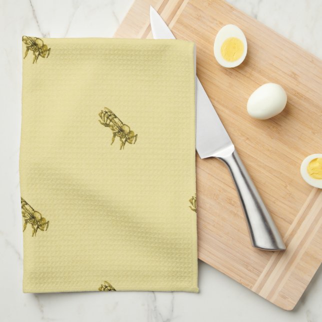 Paño De Cocina Abeja de la miel de la acuarela (Doblado Cuarto)
