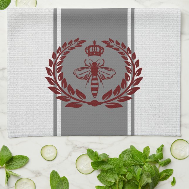 Paño De Cocina Abeja real rayada gris y roja (Doblado)