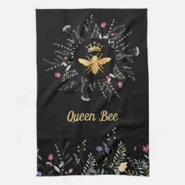 Paño De Cocina abeja reina de Relieve metalizado faux