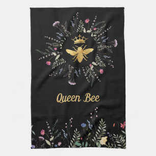 Paño De Cocina abeja reina de Relieve metalizado faux