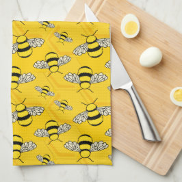 Paño De Cocina Abejas Personalizados en un amarillo beehive