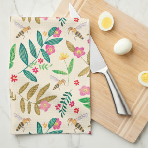 Paño De Cocina Abejas y flores