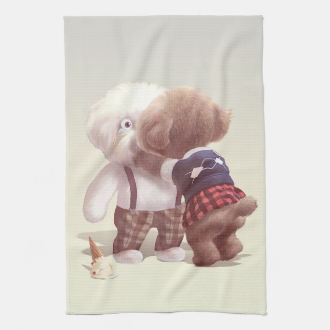 Paño De Cocina Abrazo de perros pequeños (Vertical)