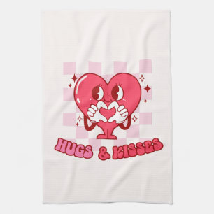 Paño De Cocina Abrazos y besos   Amor del corazón rosado lindo
