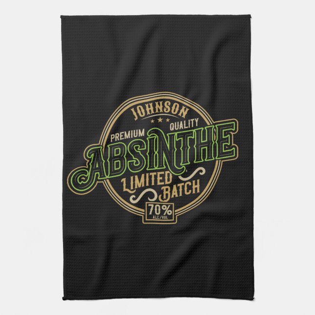 Paño De Cocina Absinthe Personalizada Etiqueta de Líquido de Espí (Vertical)