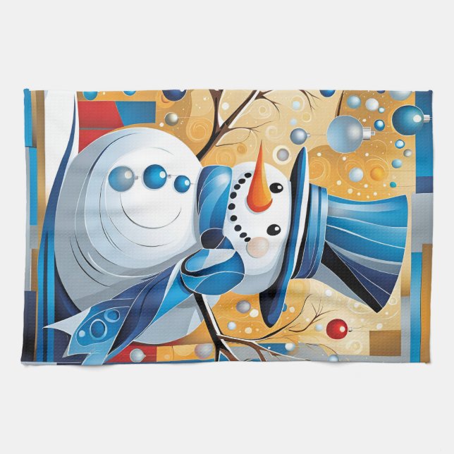 Paño De Cocina Abstract Snowman (Horizontal)