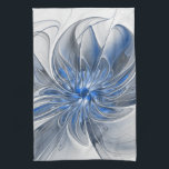 Paño De Cocina Abstracto Flor de arte fractal de color gris azul<br><div class="desc">Una flor de fantasía única con tonos azules y grises,  abstractos y elegantes. Diseño inusual para su toalla decorativa de cocina floral y mucho más.</div>