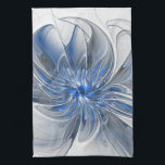Paño De Cocina Abstracto Flor de arte fractal de color gris azul<br><div class="desc">Flor de fantasía única con tonos azules y grises,  abstractos y elegantes. Diseñar para tu toalla de cocina y más.</div>