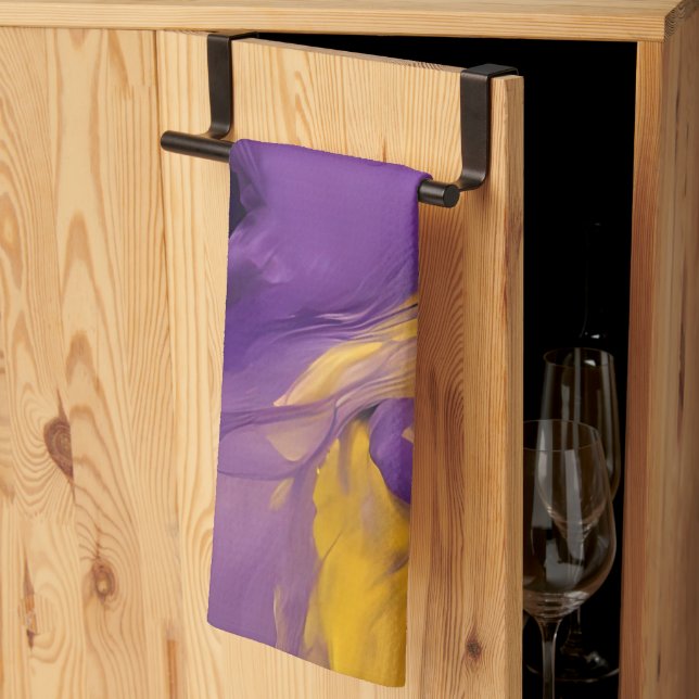 Paño De Cocina Abstracto Morado y Dorado (Pliegue de tercios)