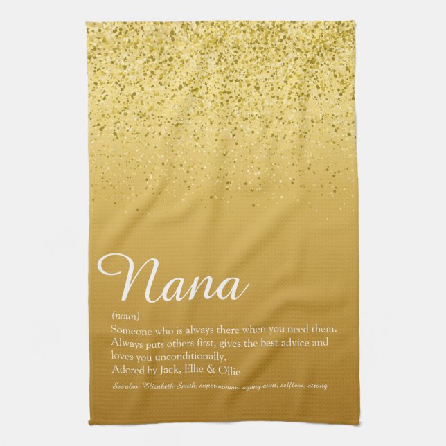 Paño De Cocina Abuela, Abuela Definición Script Gold (Vertical)