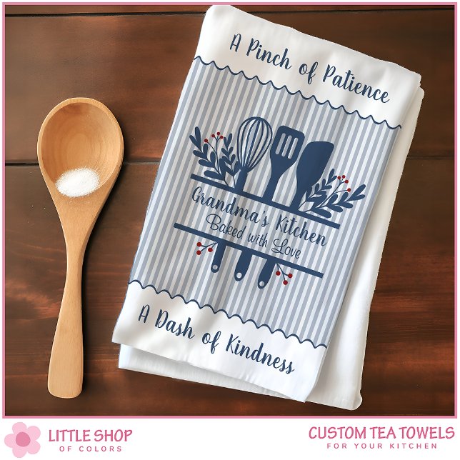 Paño De Cocina Abuela Cocina Rayas Azules Personalizable (Subido por el creador)