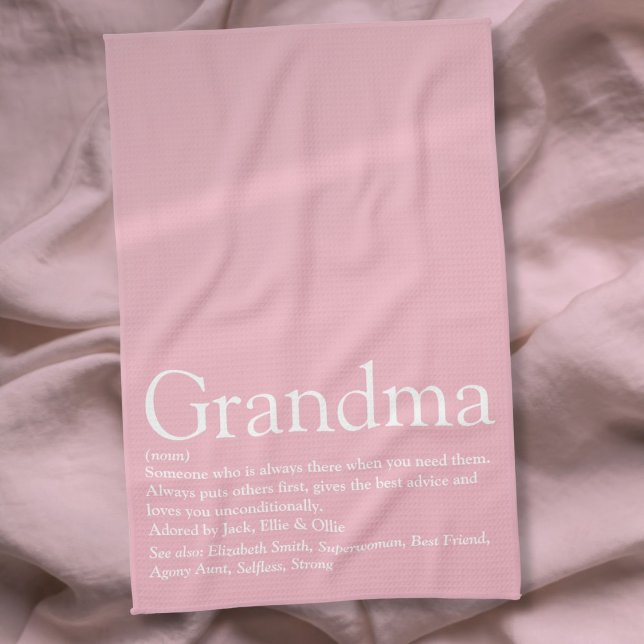 Paño De Cocina Abuela, definición de abuela, la mejor abuela del  (Best Ever Grandma, Grandmother Definition Pink Kitchen Towel)