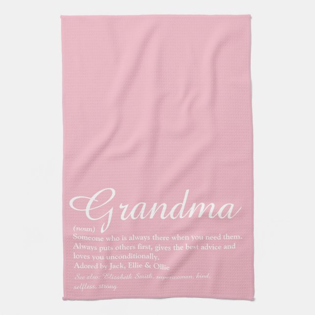 Paño De Cocina Abuela, guión de definición de abuela rosado (Vertical)