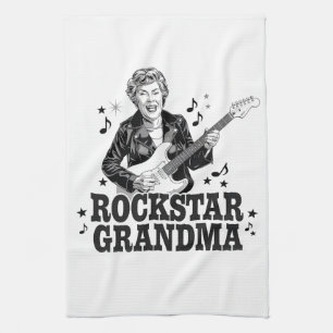 Paño De Cocina Abuela Rockstar - Diseño de música divertida y ret