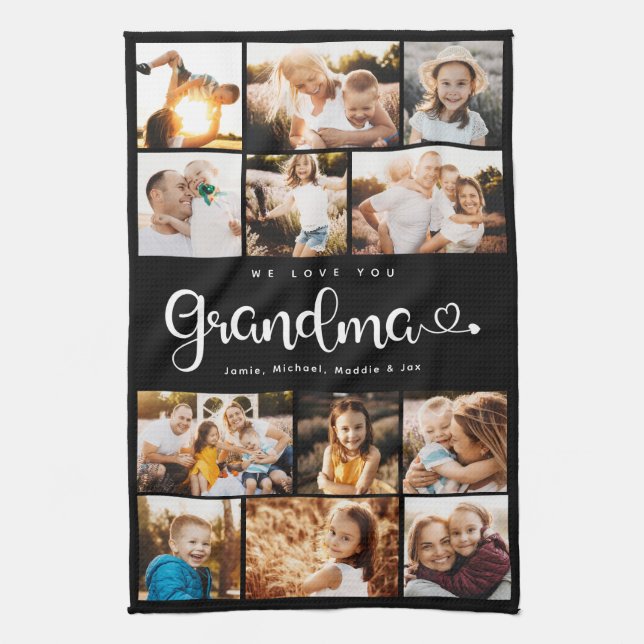 Paño De Cocina Abuela: Te queremos, corazón, Collage de fotos mod (Vertical)