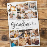 Paño De Cocina Abuela: Te queremos, corazón, Collage de fotos mod<br><div class="desc">¡Te queremos, abuela! Pequeña y moderna toalla de cocina de colección de fotos de la familia de personalizados para mostrar a la abuela lo mucho que le encanta. Nos encanta este diseño de escritura con letras a mano con un corazón floreciente, lo que hace de esto un sincero regalo de...</div>