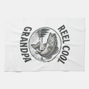 Paño De Cocina Abuelo genial carrete Diseño de camiseta de pesca