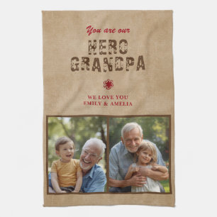 Paño De Cocina Abuelo héroe rústico Día del Padre 2 Fotocolage