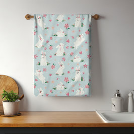 Paño De Cocina Abundancia de Pascua Curiosa Bunny Floral rosa mod