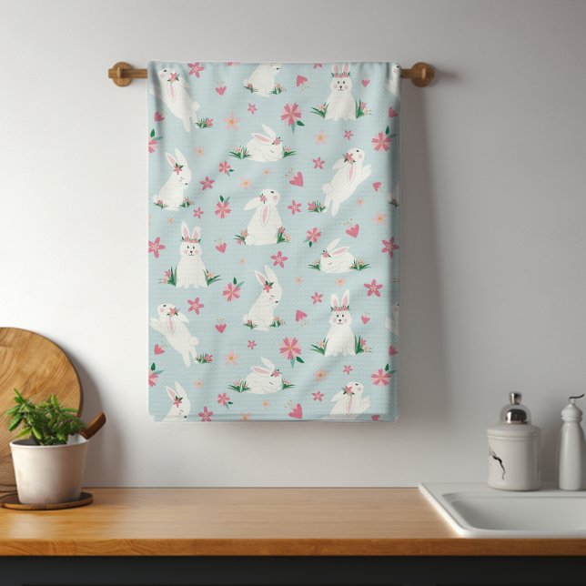 Paño De Cocina Abundancia de Pascua Curiosa Bunny Floral rosa mod (Subido por el creador)