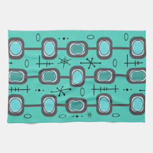 Paño De Cocina Acamarina de arte geométrico de la edad espacial