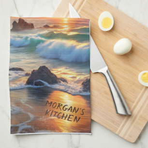Paño De Cocina Acantilados de puesta de sol tropical personalizad